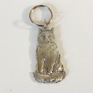 Pewter Cat Kitten Key Chain Virginia Mimi L. 3" Gift